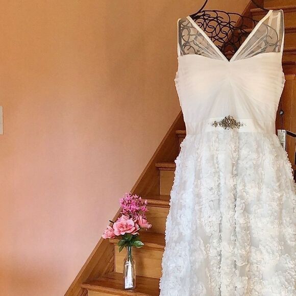 ADRIANNA PAPELL TULLE CHIFFON PETAL GOWN 6 NWT - Picture 12 of 16